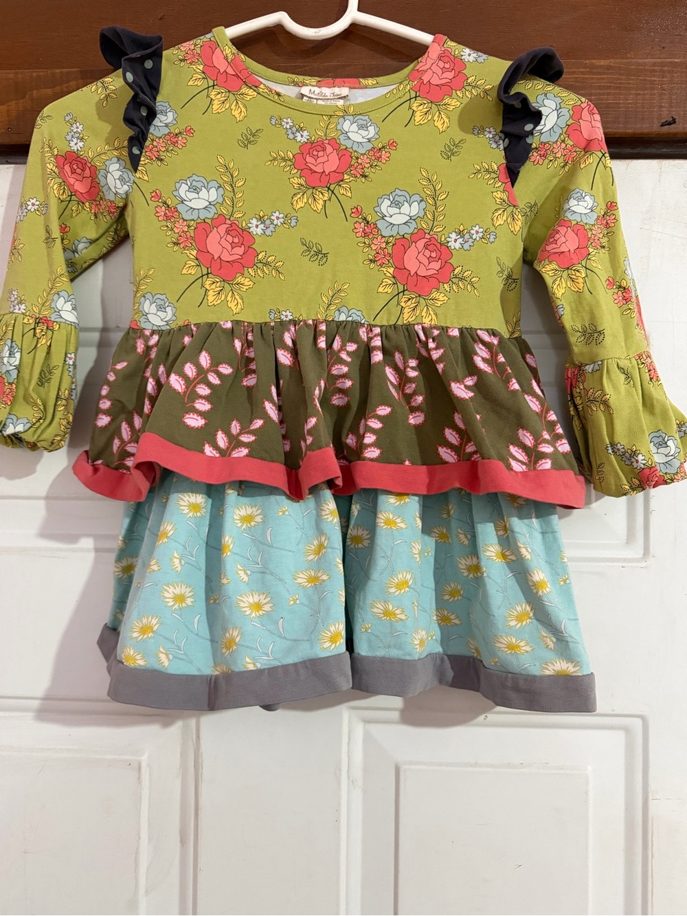 Matilda Jane Girls Size 6 Floral Mixed Print Ruffle Tunic Top